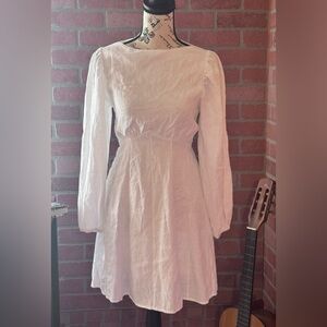 DISSH Linen Backless Midi Dress In White Size 8 in EUC